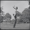 Larry Kert and Carol Lawrence on location in Central Park for publicity for the stage production West Side Story