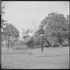 Larry Kert and Carol Lawrence on location in Central Park for publicity for the stage production West Side Story