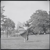 Larry Kert and Carol Lawrence on location in Central Park for publicity for the stage production West Side Story