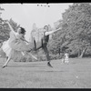 Larry Kert and Carol Lawrence on location in Central Park for publicity for the stage production West Side Story
