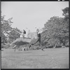 Larry Kert and Carol Lawrence on location in Central Park for publicity for the stage production West Side Story