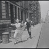 Carol Lawrence and Larry Kert on location (West 56th street between 9th and 10th ave) for West Side Story publicity shoot