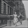 Carol Lawrence and Larry Kert on location (West 56th street between 9th and 10th ave) for West Side Story publicity shoot