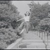 Larry Kert and Carol Lawrence on location in Central Park for publicity for the stage production West Side Story