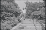 Larry Kert and Carol Lawrence on location in Central Park for publicity for the stage production West Side Story