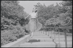 Larry Kert and Carol Lawrence on location in Central Park for publicity for the stage production West Side Story
