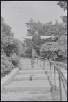Larry Kert and Carol Lawrence on location in Central Park for publicity for the stage production West Side Story