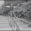 Larry Kert and Carol Lawrence on location in Central Park for publicity for the stage production West Side Story
