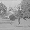 Larry Kert and Carol Lawrence on location in Central Park for publicity for the stage production West Side Story