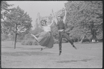 Larry Kert and Carol Lawrence on location in Central Park for publicity for the stage production West Side Story