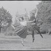 Larry Kert and Carol Lawrence on location in Central Park for publicity for the stage production West Side Story