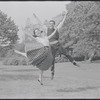 Larry Kert and Carol Lawrence on location in Central Park for publicity for the stage production West Side Story