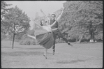 Larry Kert and Carol Lawrence on location in Central Park for publicity for the stage production West Side Story