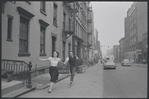 Carol Lawrence and Larry Kert on location (West 56th street between 9th and 10th ave) for West Side Story publicity shoot