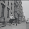 Carol Lawrence and Larry Kert on location (West 56th street between 9th and 10th ave) for West Side Story publicity shoot