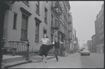 Carol Lawrence and Larry Kert on location (West 56th street between 9th and 10th ave) for West Side Story publicity shoot