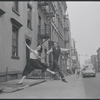 Carol Lawrence and Larry Kert on location (West 56th street between 9th and 10th ave) for West Side Story publicity shoot