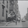 Carol Lawrence and Larry Kert on location (West 56th street between 9th and 10th ave) for West Side Story publicity shoot