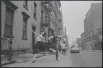 Carol Lawrence and Larry Kert on location (West 56th street between 9th and 10th ave) for West Side Story publicity shoot