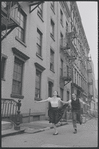 Carol Lawrence and Larry Kert on location (West 56th street between 9th and 10th ave) for West Side Story publicity shoot