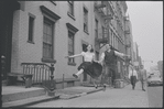 Carol Lawrence and Larry Kert on location (West 56th street between 9th and 10th ave) for West Side Story publicity shoot