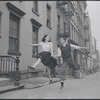 Carol Lawrence and Larry Kert on location (West 56th street between 9th and 10th ave) for West Side Story publicity shoot