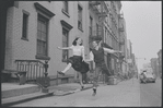Carol Lawrence and Larry Kert on location (West 56th street between 9th and 10th ave) for West Side Story publicity shoot
