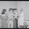 Unidentified actors receiving vaccinations in publicity photograph related to the stage production West Side Story