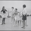 Victoria Mallory and unidentified women in rehearsal for the stage production West Side Story