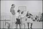 Victoria Mallory and unidentified women in rehearsal for the stage production West Side Story