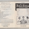 Program for the stage production Upbeat-U.S.A. at the Roxy Theatre, performed during screening of the motion picture The Perfect Furlough