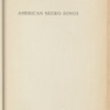 American Negro Songs and Spirituals