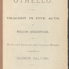 Othello: Tragedy in five acts
