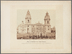 Cathedral and decorations of the public fountain, Lima, 28th July, or Independence Day