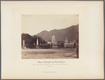 View in the court yard or entrance to the Pantheon Cemetery, Lima. Looking south