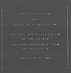 [--?]. ALS to. Transmitting "for Mrs. Chapman" two stanzas of Longfellow's Beleaguered City written in the poet's hand.