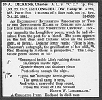 [--?]. ALS to. Transmitting "for Mrs. Chapman" two stanzas of Longfellow's Beleaguered City written in the poet's hand.