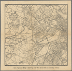 Lines of proposed bridge to Cambridge from West Chester Park and connecting avenues