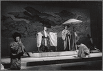 Yuki Shimoda, Isao Sato and Sab Shimono (both kneeling) in the stage production Pacific Overtures