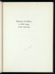 Echoes of Africa in Folk Songs of the Americas