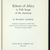 Echoes of Africa in Folk Songs of the Americas