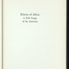 Echoes of Africa in Folk Songs of the Americas