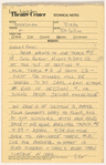 Tech notes from Reza Abdoh via stage manager to sound designer