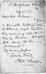 Field, Kate. ALS to Mrs. Leland. Invitation to a lecture on Dickens