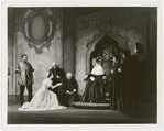 Paul Robeson (Othello), Uta Hagen (Desdemona), Averell Harris, Victor Thorley, and unidentified others in the stage production Othello