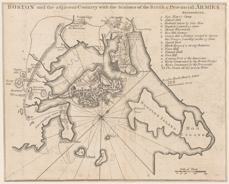 Boston and the adjacent country with the stations of the British & provincial armies [1775]