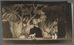 Henry Travers (as Androcles) and Romney Brent (as Lion) in the stage production Androcles and the Lion, set design by Miguel Covarrubias