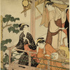 Three Geisha on Balcony with Instruments