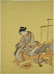 Young woman at a loom