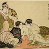 Arm-wrestling (Ude-zumô): Champion of the West, Naniwaya Okita of Asakusa (Nishi no kata, seki, Asakusa Naniwaya Kita) versus Champion of the East, Takashimaya Ohisa of Ryôgoku (Higashi no kata, seki, Ryôgoku Takashima Hisa)